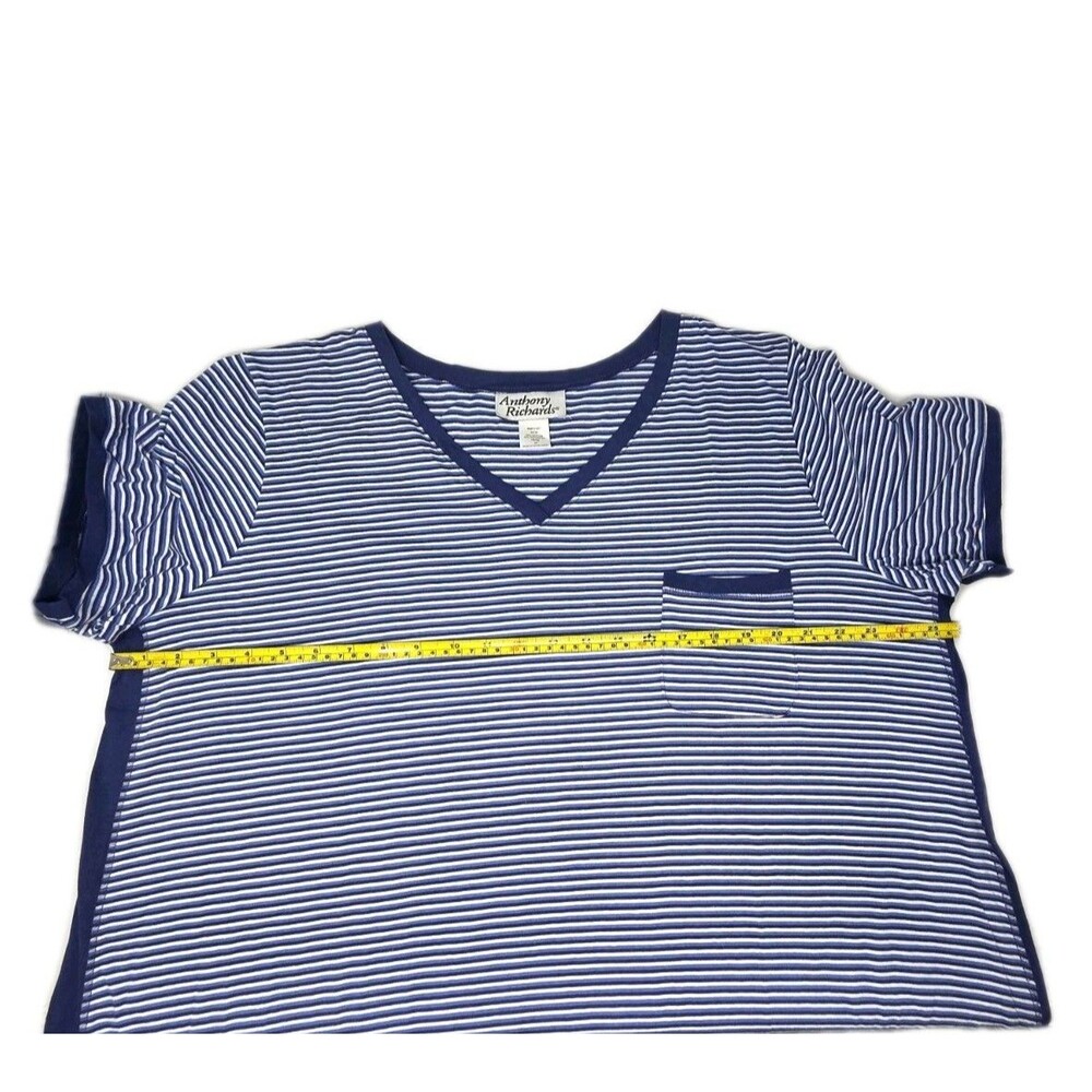 Anthony Richards VTG Knit Maxi Beach Lounge Dress Vneck Navy Stripe Size 2X - Picture 9 of 11